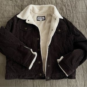 Vintage Twilightcore Sherpa-Lined Corduroy Brown Jacket, Size Medium